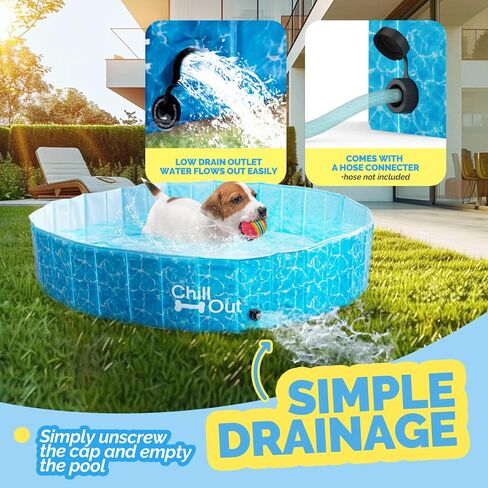 ALL FOR PAWS Dog Pool، حمامات سباحة للكلاب الكبيرة 160 سم، حمام سباحة قابل للطي من الألواح الليفية عالي الكثافة، حمام سباحة داخلي وخارجي للكلاب والأطفال in Saudi Arabia