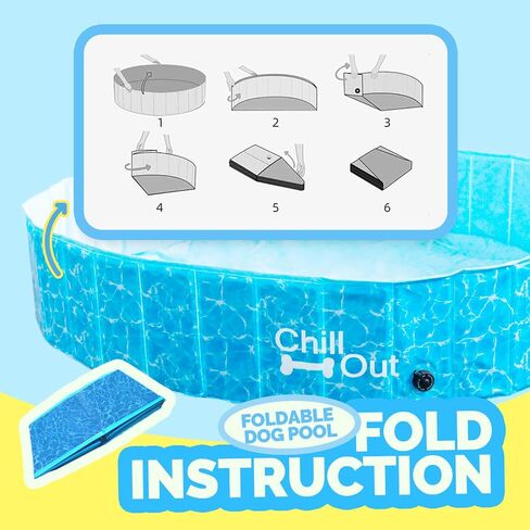 ALL FOR PAWS Dog Pool، حمامات سباحة للكلاب الكبيرة 160 سم، حمام سباحة قابل للطي من الألواح الليفية عالي الكثافة، حمام سباحة داخلي وخارجي للكلاب والأطفال in Saudi Arabia