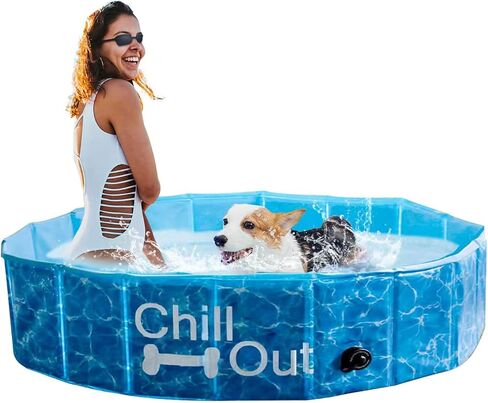 ALL FOR PAWS Dog Pool، حمامات سباحة للكلاب الكبيرة 160 سم، حمام سباحة قابل للطي من الألواح الليفية عالي الكثافة، حمام سباحة داخلي وخارجي للكلاب والأطفال in Saudi Arabia