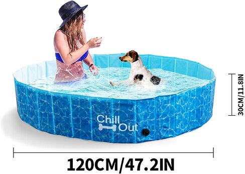 ALL FOR PAWS Dog Pool، حمامات سباحة للكلاب الكبيرة 160 سم، حمام سباحة قابل للطي من الألواح الليفية عالي الكثافة، حمام سباحة داخلي وخارجي للكلاب والأطفال in Saudi Arabia