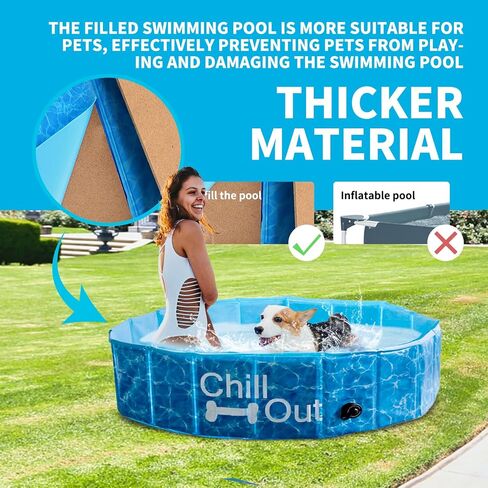 ALL FOR PAWS Dog Pool، حمامات سباحة للكلاب الكبيرة 160 سم، حمام سباحة قابل للطي من الألواح الليفية عالي الكثافة، حمام سباحة داخلي وخارجي للكلاب والأطفال in Saudi Arabia