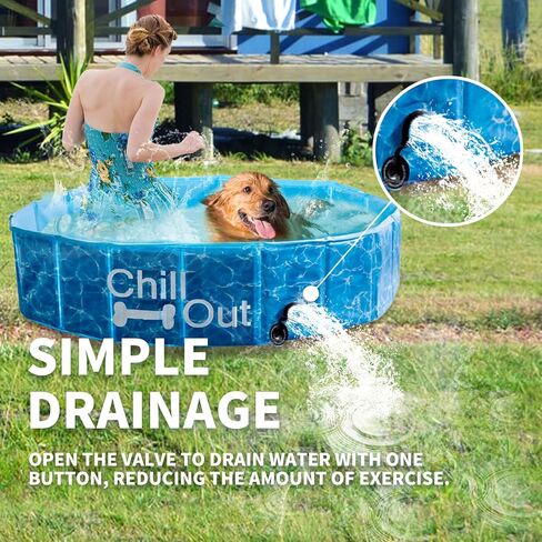 ALL FOR PAWS Dog Pool، حمامات سباحة للكلاب الكبيرة 160 سم، حمام سباحة قابل للطي من الألواح الليفية عالي الكثافة، حمام سباحة داخلي وخارجي للكلاب والأطفال in Saudi Arabia