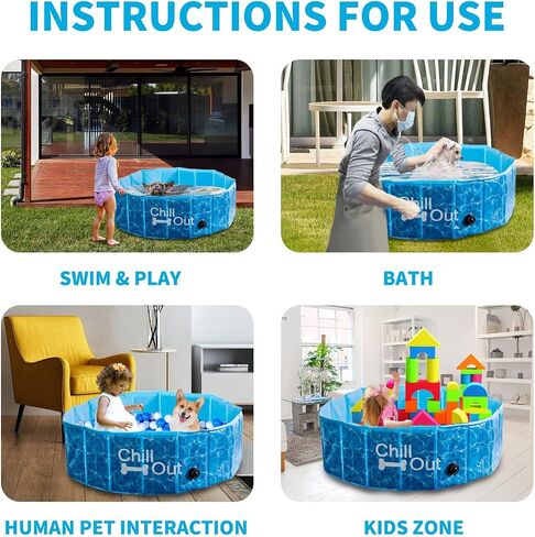 ALL FOR PAWS Dog Pool، حمامات سباحة للكلاب الكبيرة 160 سم، حمام سباحة قابل للطي من الألواح الليفية عالي الكثافة، حمام سباحة داخلي وخارجي للكلاب والأطفال in Saudi Arabia