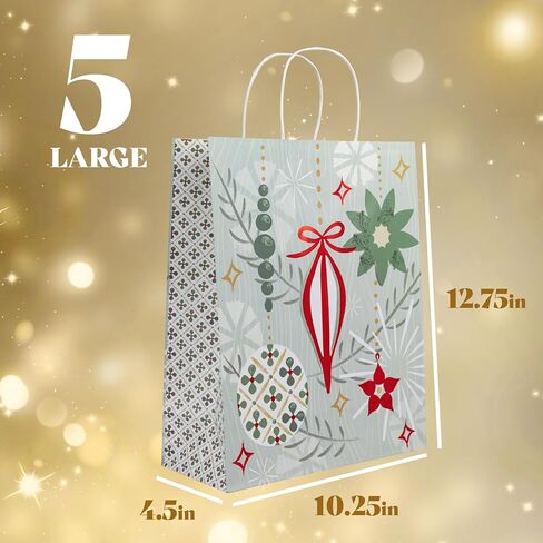 Plum Designs 12 Christmas Gift Bags Bulk- Christmas Gift Bags, Large Christmas Bags for Gifts, Holiday Gift Bags with Tissue Paper- in Kuwait