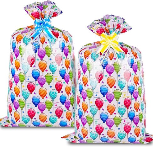 Elephant-package 1PCS Jumbo Birthday Gift Bag, Oversized Gift Bag 60" x 36" with Pull Bow and Tag, Extra Large Plastic Gift Bag for Birthday, Baby Shower, Huge Gift Wrap. （Colorful Balloon in Saudi Arabia