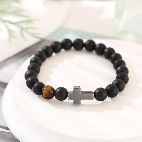 ATIMIGO 6-21st Happy Birthday Cross Beaded Bracelet Decorations for Boys Teen 6 7 8 9 10 11 12 13 14 15 16 17 18 19 20 21 Year Old Male Man Birthday Gifts Ideas for Son Grandson in Kuwait