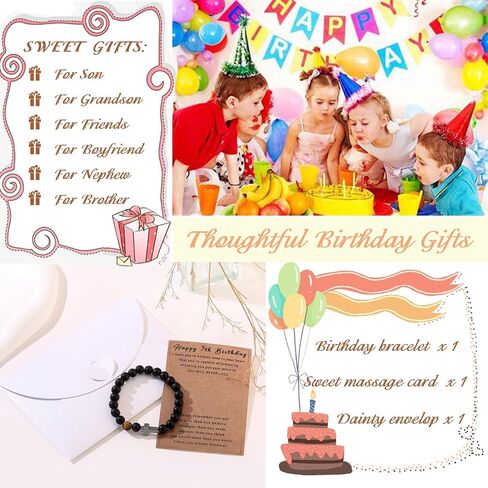 ATIMIGO 6-21st Happy Birthday Cross Beaded Bracelet Decorations for Boys Teen 6 7 8 9 10 11 12 13 14 15 16 17 18 19 20 21 Year Old Male Man Birthday Gifts Ideas for Son Grandson in Kuwait
