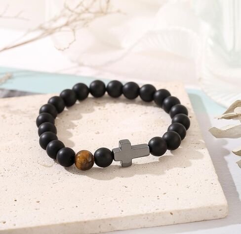 ATIMIGO 6-21st Happy Birthday Cross Beaded Bracelet Decorations for Boys Teen 6 7 8 9 10 11 12 13 14 15 16 17 18 19 20 21 Year Old Male Man Birthday Gifts Ideas for Son Grandson in Kuwait