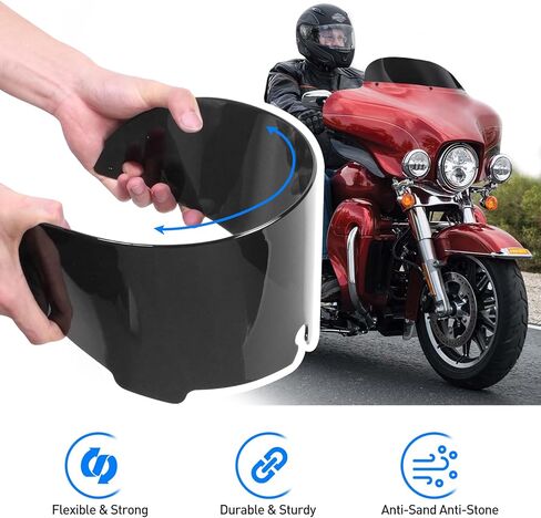 ANONEMOTO زجاج أمامي مستدير مقاس 5 بوصات أسود متوافق مع Harley Davidson Touring 1996-2013 Street Glide Electra Glide Ultra Classic FLHTK FLHTI FLHT FLHTCU Tri Glide FLHTCUTG in Kuwait