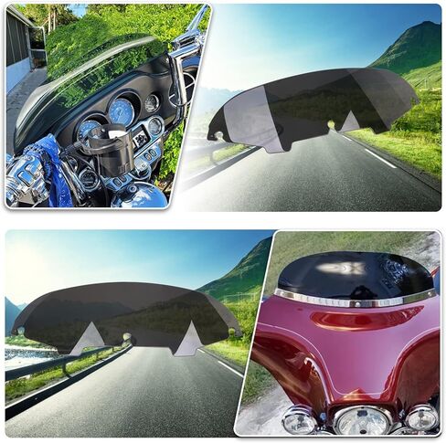 ANONEMOTO زجاج أمامي مستدير مقاس 5 بوصات أسود متوافق مع Harley Davidson Touring 1996-2013 Street Glide Electra Glide Ultra Classic FLHTK FLHTI FLHT FLHTCU Tri Glide FLHTCUTG in Kuwait