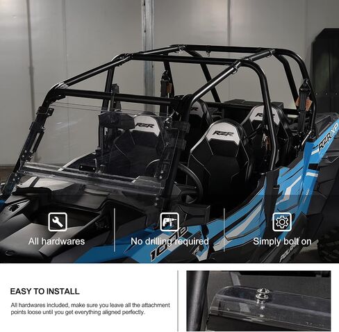 KIWI MASTER زجاج أمامي قابل للطي 3 في 1 شديد التحمل متوافق مع 2019-2023 Polaris RZR XP 1000 ملحقات XP 4 1000 مقاوم للخدش in Saudi Arabia
