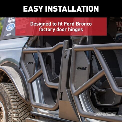 ARIES 2500250 Rear Black Aluminum Tube Doors for Ford Bronco 4-Door in Kuwait