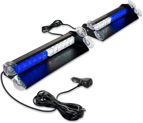 ASPL 2x14 inch 24LED Dash Emergency Strobe Lights Interior Front/Rear Windshield Deck Split Safety Warning Lights Hazard Light Bar for Car Truck Vehicles (Amber/White) in Kuwait