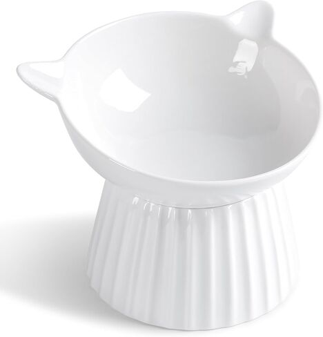 Ceramic Raised Cat Bowl，Tilted Raised Cat Bowl Anti Vomit Cat Bowls for Indoor Cats Whisker Friendly Pet Feeder for Cats Puppies, Microwave and Dishwasher Safe in Saudi Arabia