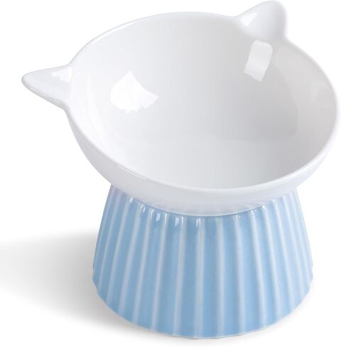 Ceramic Raised Cat Bowl，Tilted Raised Cat Bowl Anti Vomit Cat Bowls for Indoor Cats Whisker Friendly Pet Feeder for Cats Puppies, Microwave and Dishwasher Safe in Saudi Arabia