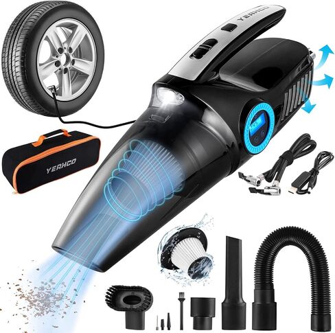 YEAHCO Car Vacuum Cordless Rechargeable, 4-in-1 10000Pa Car Vacuum Cleaner High Power Portable Vacuum Cleaner for Car, Mini Vacuum Handheld Vacuum Wet Dry Vacuum Cleaner for Car (Black) in Saudi Arabia