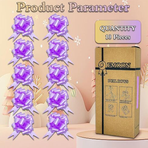 10 قطع من أقواس الهدايا، أقواس سحب 11.43 سم لتغليف الهدايا، مناسبة لصناديق الهدايا والسلال وأعياد الميلاد وحفلات الزفاف والكريسماس وعيد الحب والشرق (أرجواني فاتح) in Kuwait