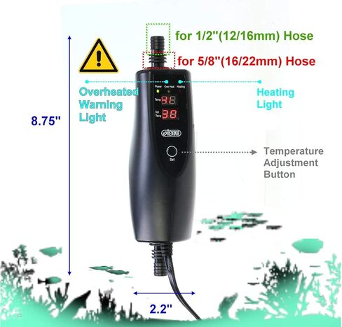 CORISRX 150w/300w/500w in-Line External Heater Aquarium Heater - 150/300/500 WATT 1/2",5/8" (Applied to Both Sizes) (Black 150 Watt 5/8",1/2" Hose) in Saudi Arabia