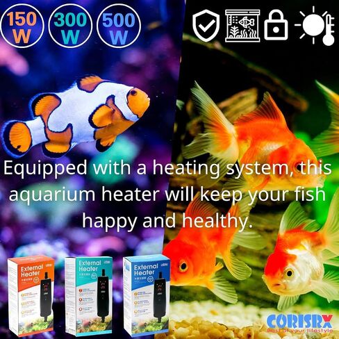 CORISRX 150w/300w/500w in-Line External Heater Aquarium Heater - 150/300/500 WATT 1/2",5/8" (Applied to Both Sizes) (Black 150 Watt 5/8",1/2" Hose) in Saudi Arabia