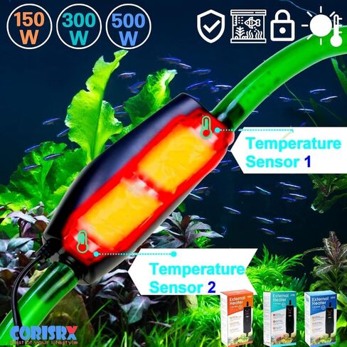 CORISRX 150w/300w/500w in-Line External Heater Aquarium Heater - 150/300/500 WATT 1/2",5/8" (Applied to Both Sizes) (Black 150 Watt 5/8",1/2" Hose) in Saudi Arabia