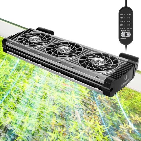 fishkeeper Aquarium Chiller - 3600 r/m Powerful Wind Quiet Fish Tank Cooling Fans with Controller, 5 Speeds, 3 Timer Modes, 180° Wide Angle Adjustable Aquarium Cooler Fan (12W, 3 Head) in Saudi Arabia