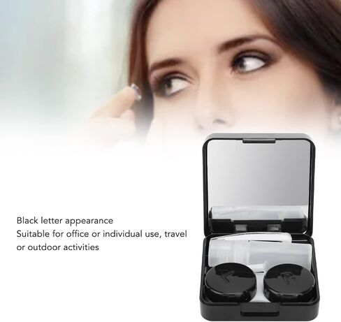 ZJchao Contact Lens Case Box, Portable Contact Lens Box Kit Contact Lens Care Case Black Contact Lens Case Kit with Mirror Solution Bottle Compact Eye Contact Case for Travelling Women Men in Saudi Arabia
