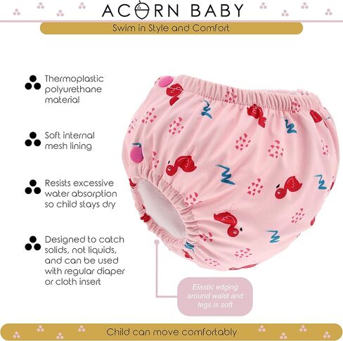 Acorn Baby Toddler Swim Diaper Size 5 and 6 Adjustable - Yellow Pineapple Swimmers Reusable Toddler Swimming Diaper in Kuwait