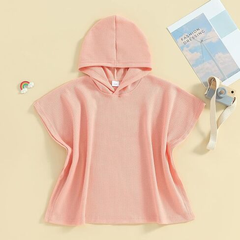 MAINESAKA Kids Baby Boy Girl Hooded Beach Towel Wrap Bathrobe Solid Color Waffle Knit Swimsuit Cover Ups Bathing Suit Poncho in Saudi Arabia