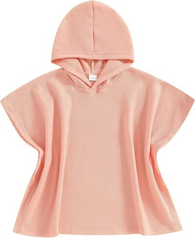 MAINESAKA Kids Baby Boy Girl Hooded Beach Towel Wrap Bathrobe Solid Color Waffle Knit Swimsuit Cover Ups Bathing Suit Poncho in Saudi Arabia