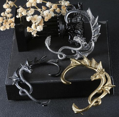 6ixGosh القوطية التنين الأذن الكفة الفولاذ المقاوم للصدأ الرجعية التنين الأقراط الشرير الأفعى التنين الأسماك التمساح الكفة التفاف الأقراط الغضروف متسلق الأذن أقراط مسمار للنساء الرجال، 4 in Kuwait