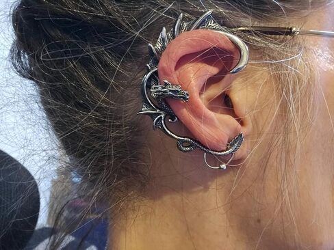 6ixGosh القوطية التنين الأذن الكفة الفولاذ المقاوم للصدأ الرجعية التنين الأقراط الشرير الأفعى التنين الأسماك التمساح الكفة التفاف الأقراط الغضروف متسلق الأذن أقراط مسمار للنساء الرجال، 4 in Kuwait