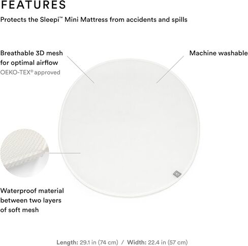 Stokke Sleepi Protection Sheet, White - Protects Mattress Against Accidents & Spills - Compatible with The Oval Sleepi Mattress - Exterior Made of Breathable 3D Mesh - Machine Washable in Saudi Arabia