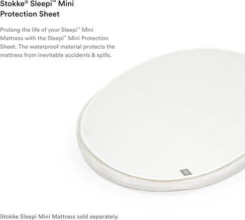 Stokke Sleepi Protection Sheet, White - Protects Mattress Against Accidents & Spills - Compatible with The Oval Sleepi Mattress - Exterior Made of Breathable 3D Mesh - Machine Washable in Saudi Arabia
