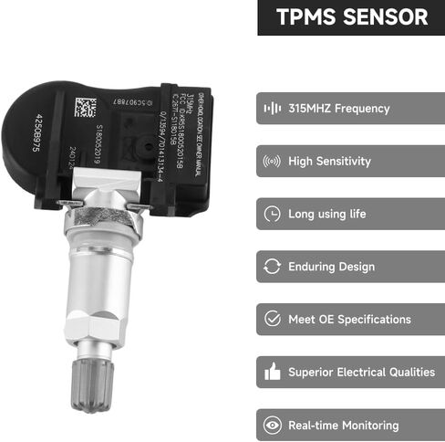 315MHz TPMS Sensor, Tire Pressure Monitoring System Sensor - Compatible for Mitsubishi Outlander, Lancer, i-MiEV, Outlander Sport - Replace Part 4250B975 Set of 4 in Saudi Arabia