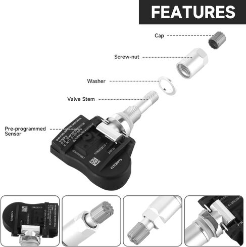 315MHz TPMS Sensor, Tire Pressure Monitoring System Sensor - Compatible for Mitsubishi Outlander, Lancer, i-MiEV, Outlander Sport - Replace Part 4250B975 Set of 4 in Saudi Arabia
