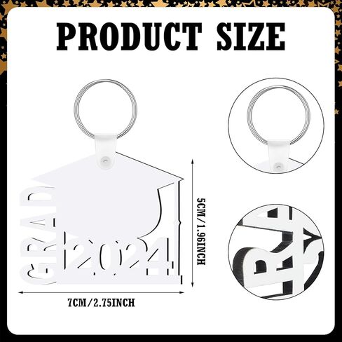 Trnayi 24 قطعة سلاسل المفاتيح التخرج التسامي فئة هدايا التخرج نقل الحرارة سلاسل المفاتيح DIY (نمط غراد 2024) in Kuwait