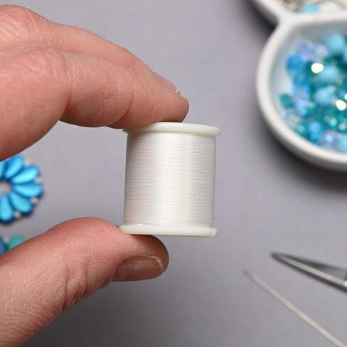 KO Nylon Beading Thread, White Color, Japanese Pre-Waxed 100% Nylon, 330TEX, Tangle Resistant Knotting Cords, 50m /55 yds Spool, Use for Seed Bead Projects, Loom Work & Bead Weaving in Saudi Arabia