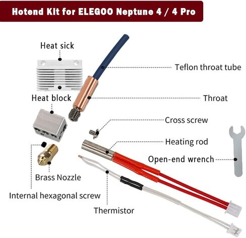 مجموعة أدوات الطارد المجمعة لـ Neptune 3 Pro/Plus/Max، Elegoo Neptune 3 Pro Hot End مع قطعتين من الجوارب السيليكون، لأجزاء ملحقات الطابعة ثلاثية الأبعاد in Kuwait