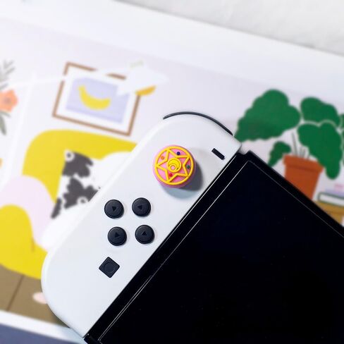 قبعات قبضة الإبهام من MmeetYue لجهاز Nintendo Switch/OLED/Lite، مقابض الإبهام من السيليكون من Kawaii، أغطية عصا التحكم لملحقات المفاتيح، 4 قطع (نجوم سحرية) in Saudi Arabia