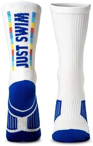 ChalkTalk SPORTS Swim Athletic Mid-Calf Woven Socks | Eat. Sleep. Swim. Lanes Socks | Blue in Saudi Arabia