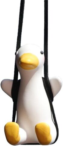 Uewidiod car Pendant car Swing Duck Creative Cute Rearview Mirror Pendant car Interior Decoration Small Roast Duck Pendant (33cm/12.9inch, White 2) in Saudi Arabia