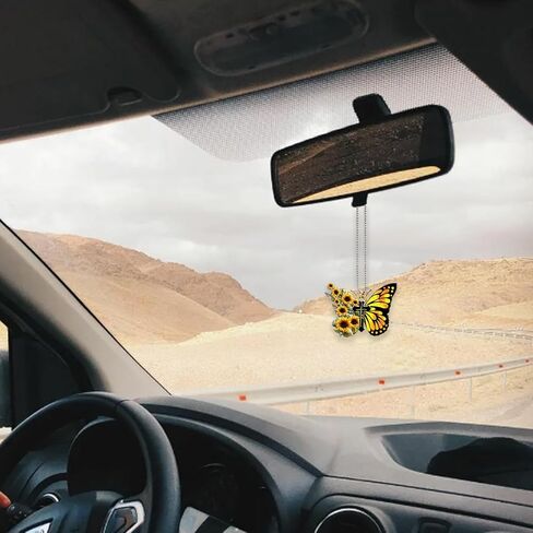 إكسسوارات مرآة الرؤية الخلفية للسيارة، فراشة عباد الشمس، صليب يسوع المسيحي، زخرفة معلقة ثنائية الأبعاد، هدايا دينية مسطحة للمنزل المسيحي، ديكور السيارة، سحر الرؤية الخلفية الداخلية للرجال والنساء in Kuwait