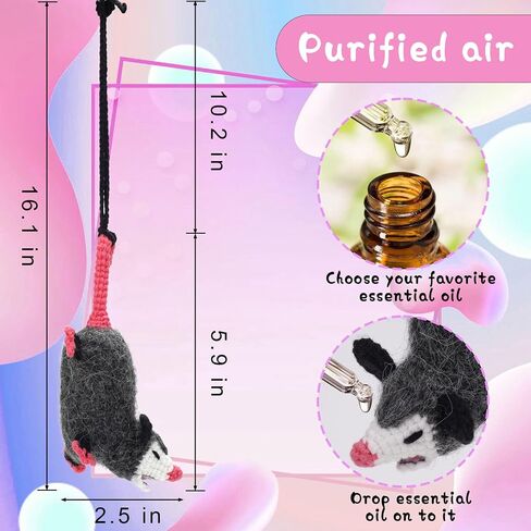Cute Opossum Crochet Car Mirror Hanging Accessories Decor, for Your Women Men Aesthetic Car Rearview Interior Charms Decorations, Handmade Knitted Screaming Possum ​Rear View Mirror Pendant Ornament in Saudi Arabia