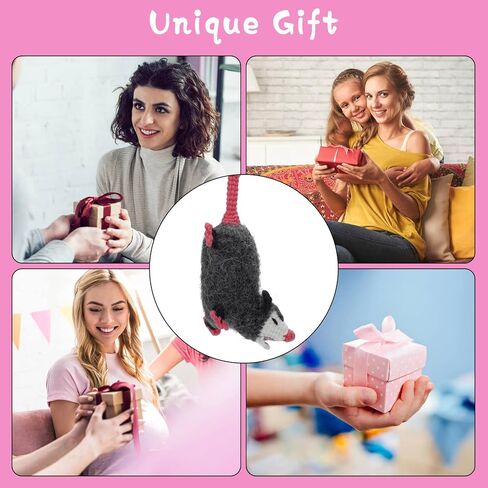 Cute Opossum Crochet Car Mirror Hanging Accessories Decor, for Your Women Men Aesthetic Car Rearview Interior Charms Decorations, Handmade Knitted Screaming Possum ​Rear View Mirror Pendant Ornament in Saudi Arabia