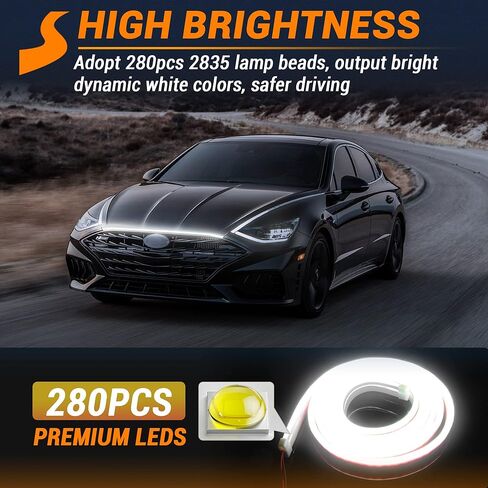 SS VISION 71 بوصة شريط إضاءة لغطاء السيارة، مسح ديناميكي لبدء تشغيل السيارة LED تحت غطاء محرك السيارة شريط إضاءة مقاوم للماء أثناء النهار للسيارة والشاحنة وسيارات الدفع الرباعي (الضوء الأبيض) in Kuwait