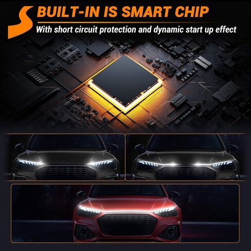 SS VISION 71 بوصة شريط إضاءة لغطاء السيارة، مسح ديناميكي لبدء تشغيل السيارة LED تحت غطاء محرك السيارة شريط إضاءة مقاوم للماء أثناء النهار للسيارة والشاحنة وسيارات الدفع الرباعي (الضوء الأبيض) in Kuwait