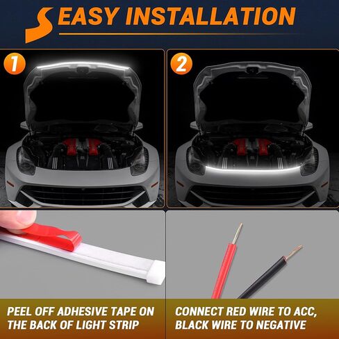 SS VISION 71 بوصة شريط إضاءة لغطاء السيارة، مسح ديناميكي لبدء تشغيل السيارة LED تحت غطاء محرك السيارة شريط إضاءة مقاوم للماء أثناء النهار للسيارة والشاحنة وسيارات الدفع الرباعي (الضوء الأبيض) in Kuwait