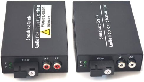 مجموعة موسع الصوت عبر الألياف 2X RCA، صوت تناظري إلى وضع فردي من الألياف الضوئية SM يصل إلى 12.4 ميل (20 كم)، موصل SC (Hi-Fi) للميكروفون/البث/نظام المؤتمرات عن بعد للتلفزيون/الوسائط المتعددة والمزيد in Kuwait
