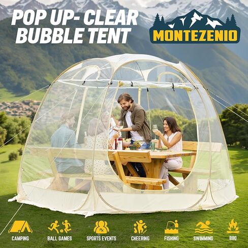 Pop Up Clear Bubble Tent - Screen House Room Camping Tent Outdoor 4-6 Person for Sun Shade and Waterproof, Hexagon Shelter PVC 10'x10' in Saudi Arabia
