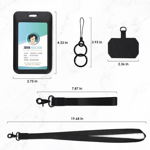 Syyflibb lanyards for id badges & Wristlet Phone Holder-Multi-Use Removable Wristlet Keychain and Neck Lanyard with,Sliding ID Badge Holder Hard Plastic Sleeve, Key Holder Lanyards with 2 keyrings in Saudi Arabia